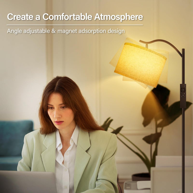 BoostArea Floor Lamp for Living Room,Arc Floor Lamp with Remote Control,Stepless Dimmable Brightness & Colors Temperature 2700k-6500k,Modern Standing Lamp for Bedroom Study Room Office,Beige - Image 4