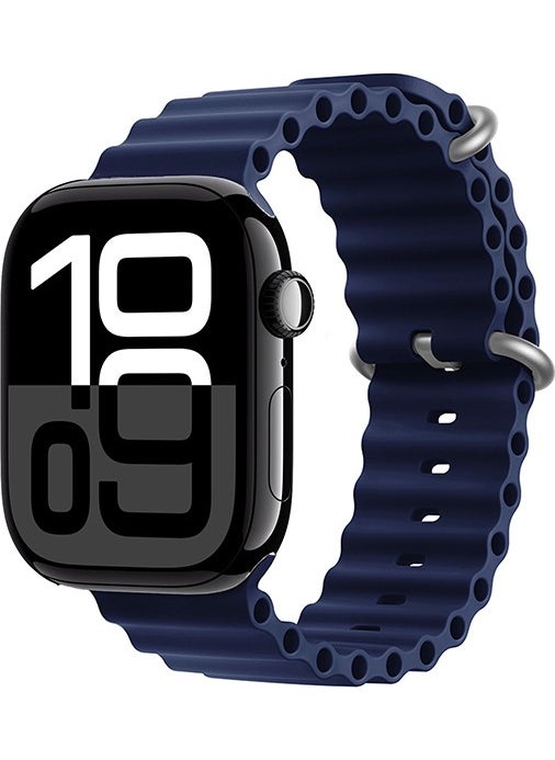 BLS Store Watch 10 42MM Compatible Zore Krd-75 Silicone Strap-Navy Blue 