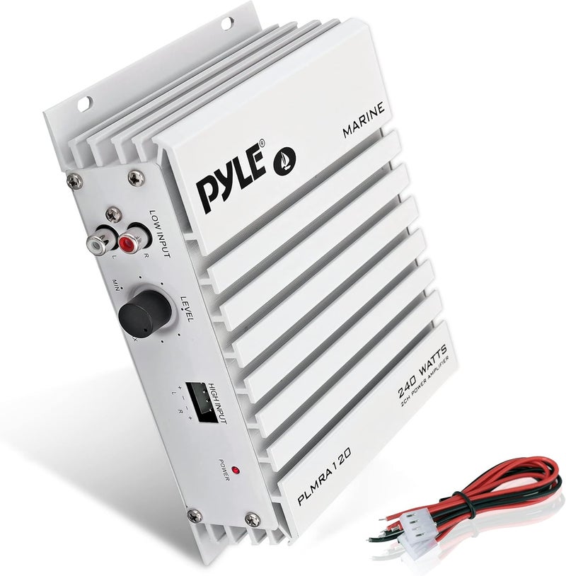 Pyle مضخم الصوت البحري بايل هيدرا - 240 واط 4 قنوات مضخم صوت مقاوم للماء مع مدخل RCA ومؤشر LED (PLMRA120) - Image 1