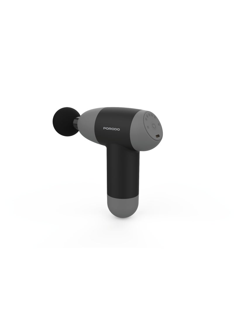 porodo EaseOn Handheld Massager / 5 Speed Levels / Adjustable Intensity / 2 Hours Runtime / Type-C Fast Charging / Auto Shut-Off / Travel Pouch Included - Gray - Image 1
