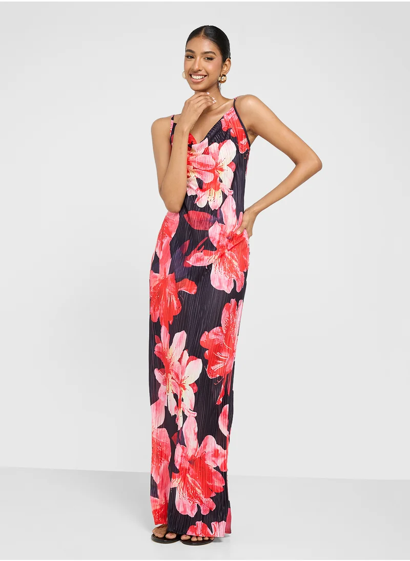 جينجر Strappy Floral Bodycon Maxi Dress