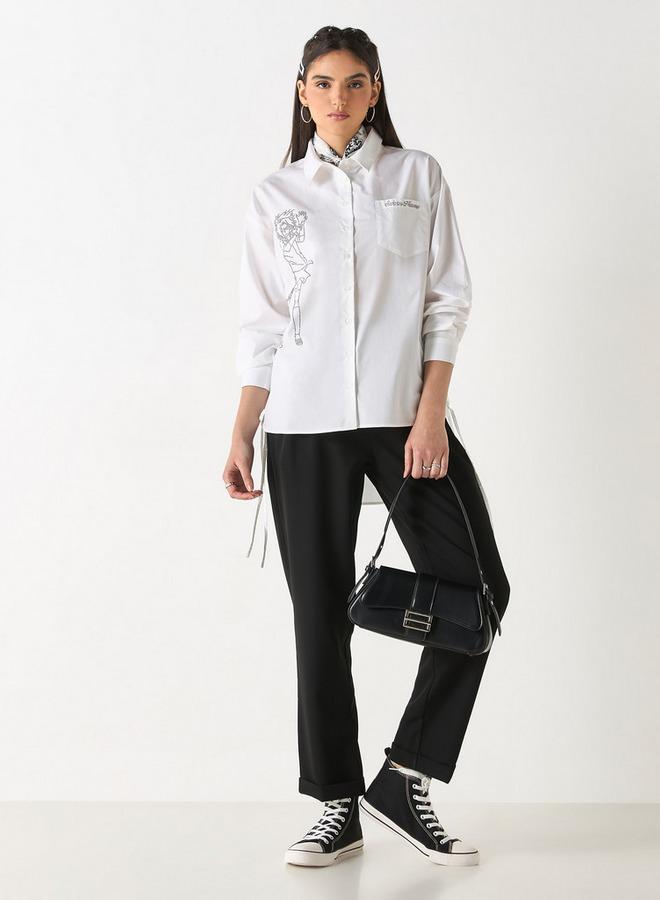 اس بي كاركترز قميص مزيّن بطبعات بأكمام طويلة وجيب - Image 2