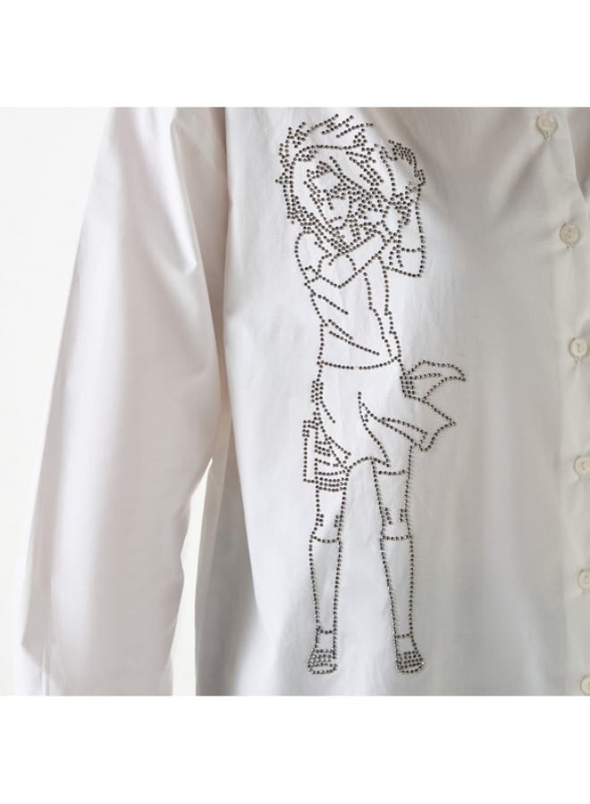 SP Characters Sakura Haruno Embellished Shirt with Long Sleeves and Pocket  - Image 3