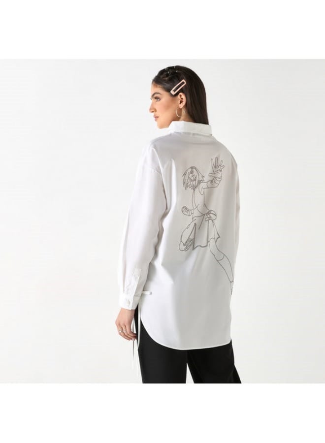 SP Characters Sakura Haruno Embellished Shirt with Long Sleeves and Pocket  - Image 2