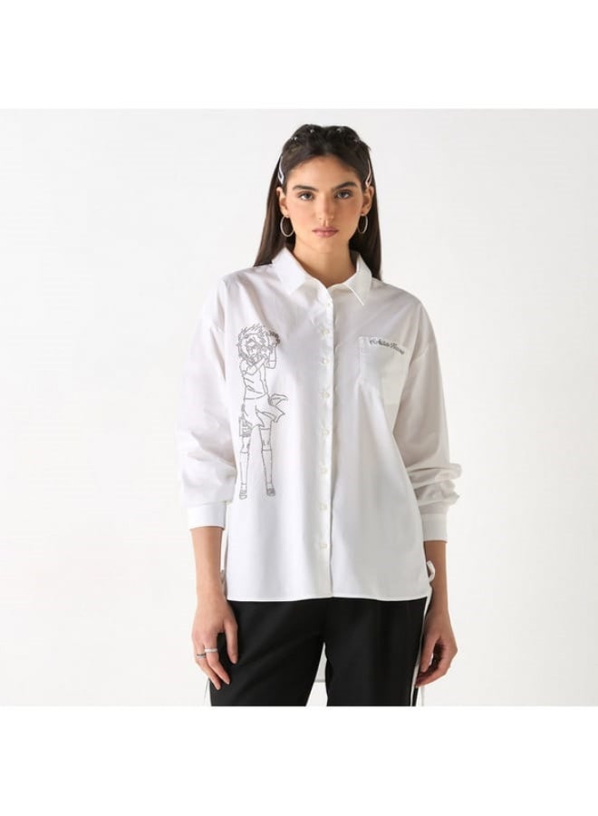 SP Characters Sakura Haruno Embellished Shirt with Long Sleeves and Pocket  - Image 1