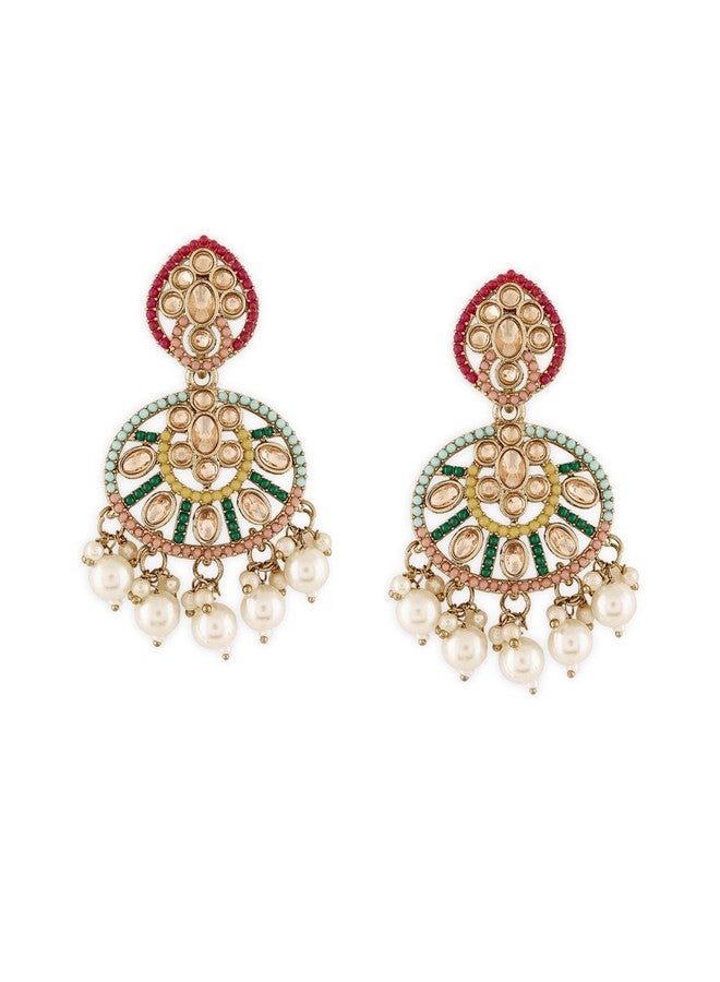 Zaveri Pearls Multicolor Stones Beads Embellished Traditional Dangle Earring For Women-ZPFK19055 - Image 1