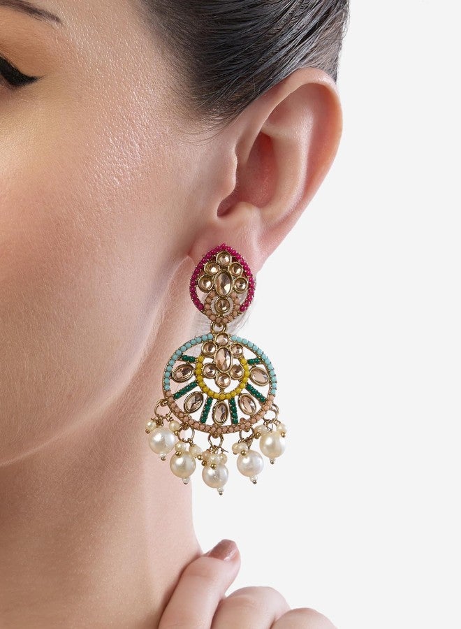 Zaveri Pearls Multicolor Stones Beads Embellished Traditional Dangle Earring For Women-ZPFK19055 - Image 2