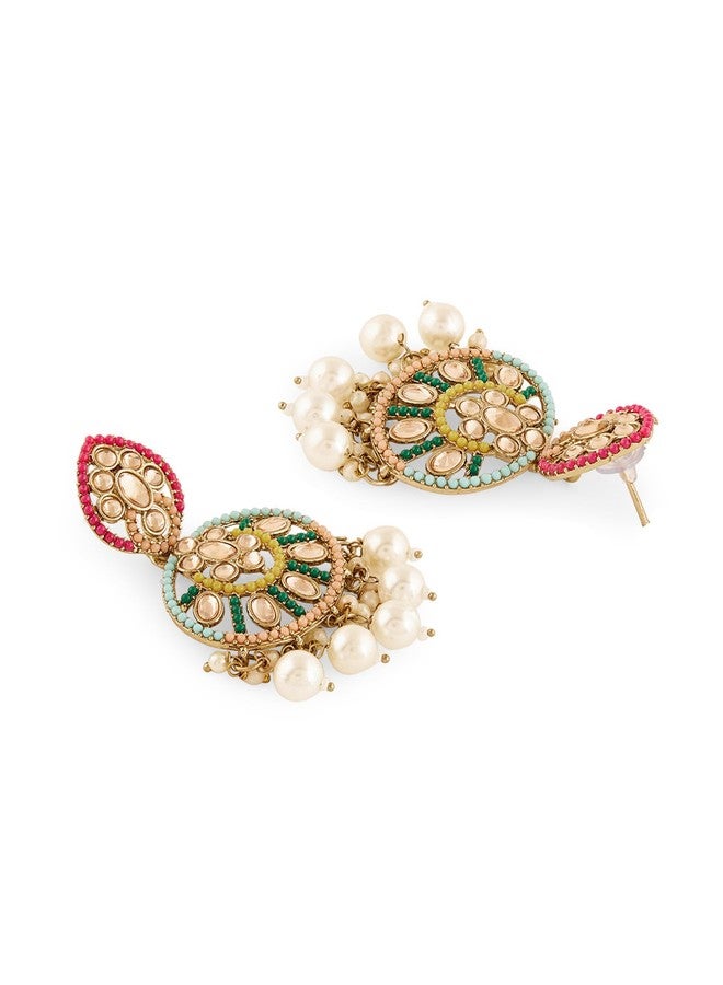Zaveri Pearls Multicolor Stones Beads Embellished Traditional Dangle Earring For Women-ZPFK19055 - Image 5