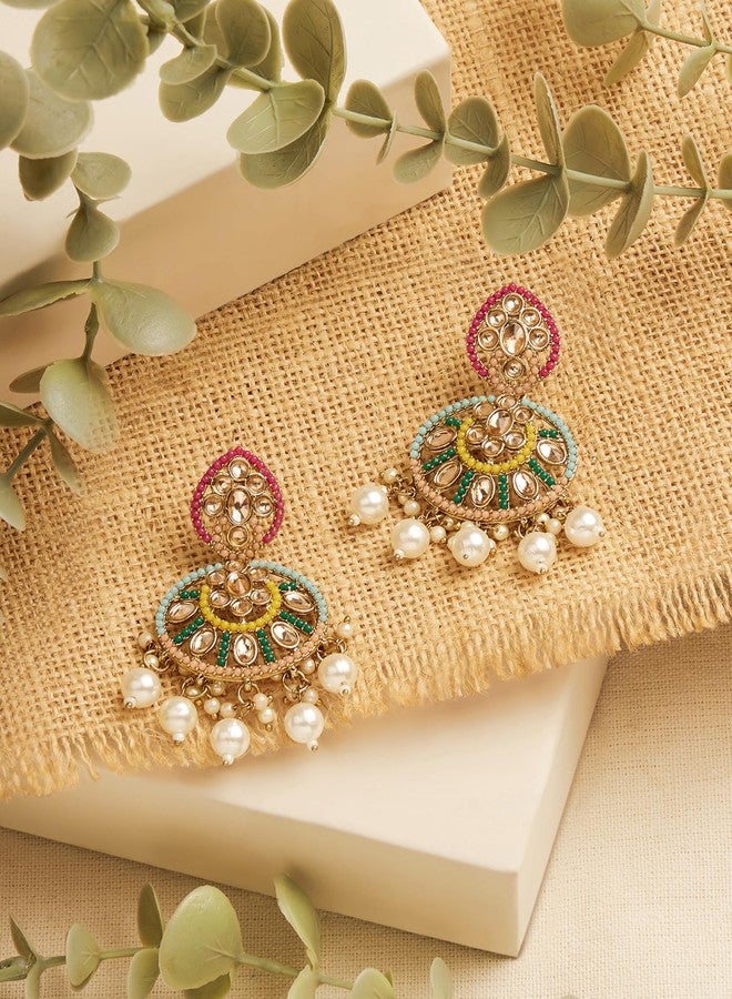 Zaveri Pearls Multicolor Stones Beads Embellished Traditional Dangle Earring For Women-ZPFK19055 - Image 3