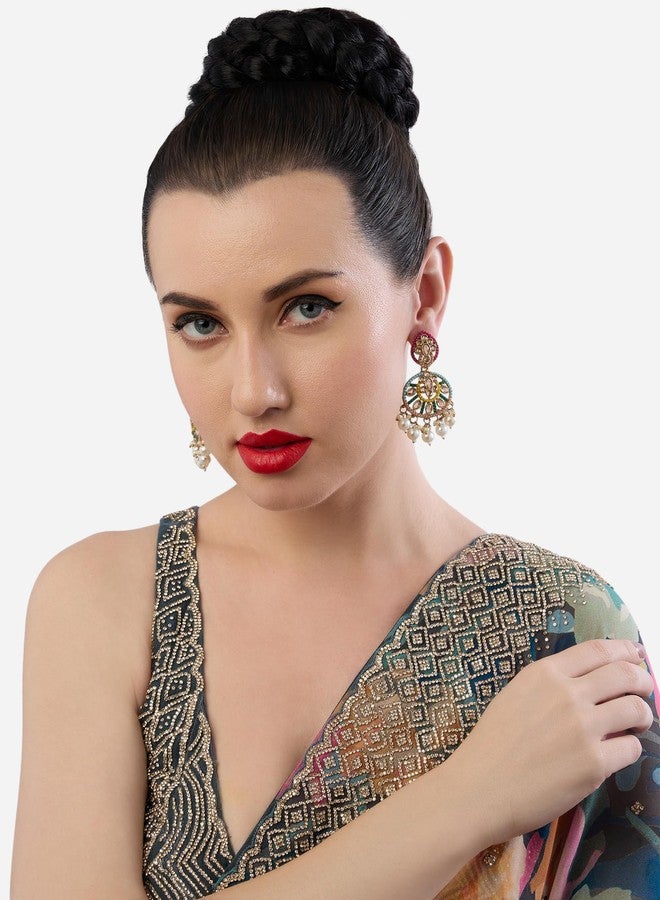 Zaveri Pearls Multicolor Stones Beads Embellished Traditional Dangle Earring For Women-ZPFK19055 - Image 4