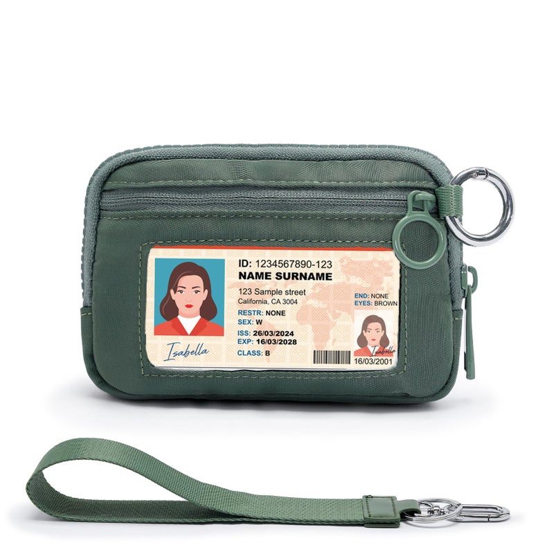 YDF The Iris Wallet for Women Mini Zip Card Case with Clear ID Window Zipper Coin Purse Lightweight Portable Keychain Wallet - Image 1