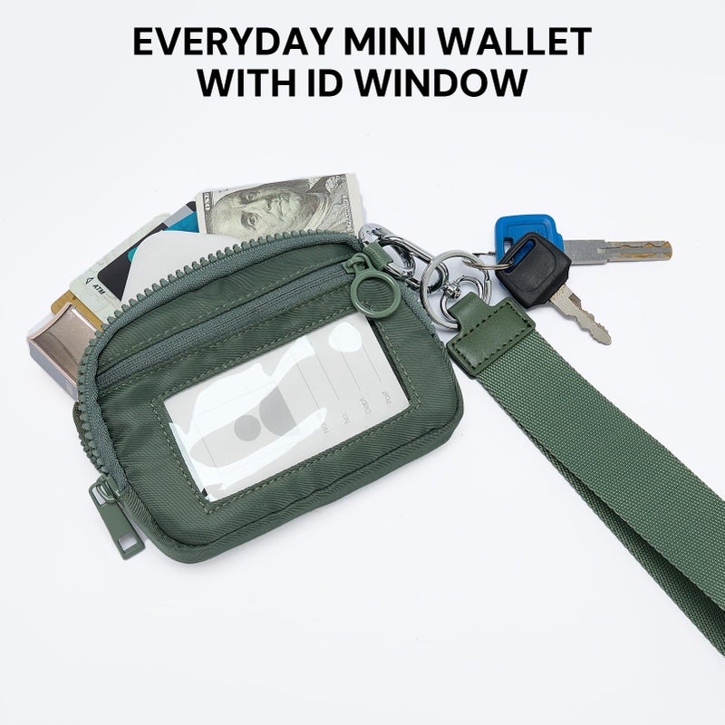YDF The Iris Wallet for Women Mini Zip Card Case with Clear ID Window Zipper Coin Purse Lightweight Portable Keychain Wallet - Image 5