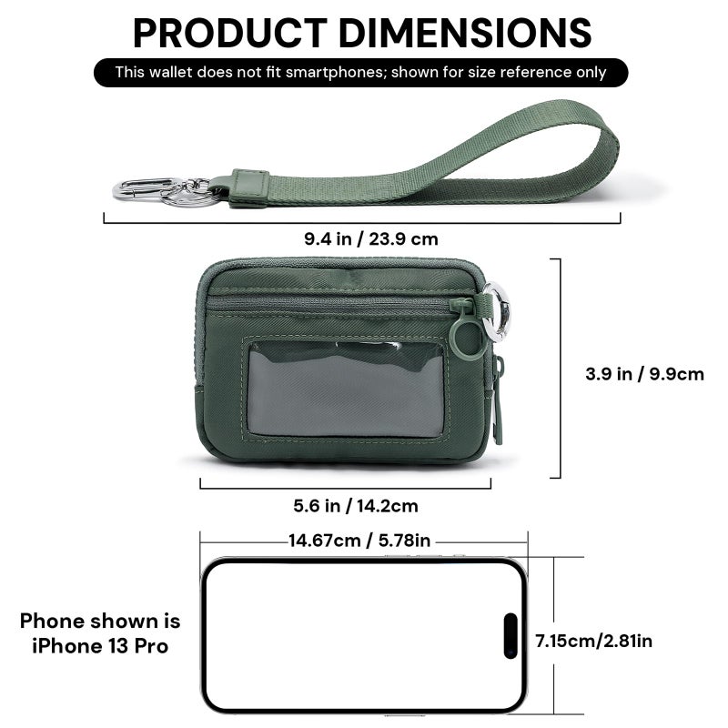 YDF The Iris Wallet for Women Mini Zip Card Case with Clear ID Window Zipper Coin Purse Lightweight Portable Keychain Wallet - Image 3