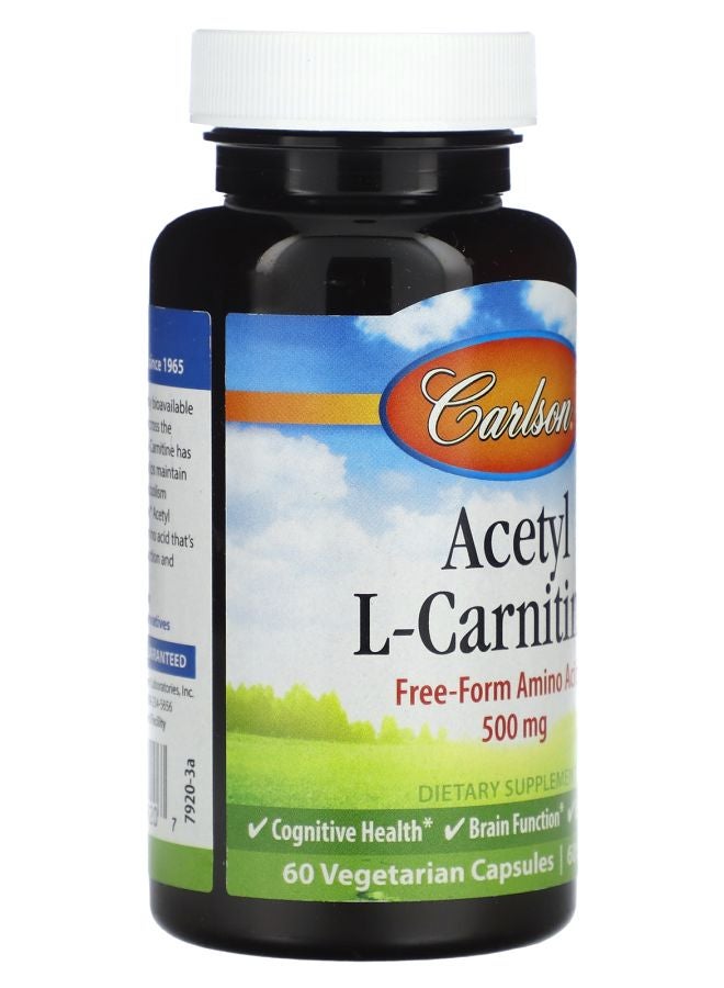 Carlson Acetyl L-Carnitine 500 mg 60 Vegetarian Capsules - Image 2