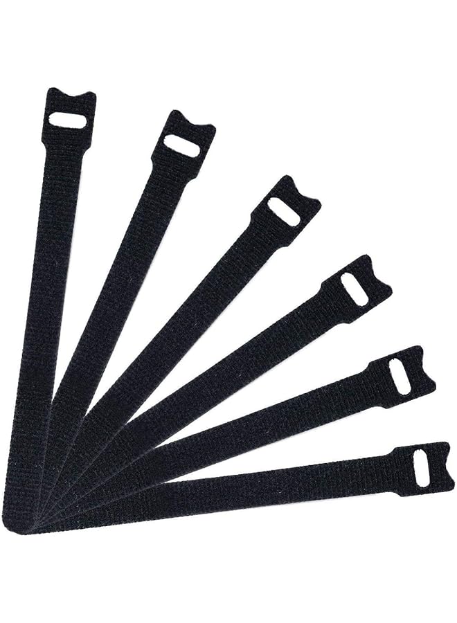 erorex 50 Pcs Reusable Fastening Cable Ties Microfiber Cloth 6 Inch Hook And Loop Cord Ties Black  - Image 1