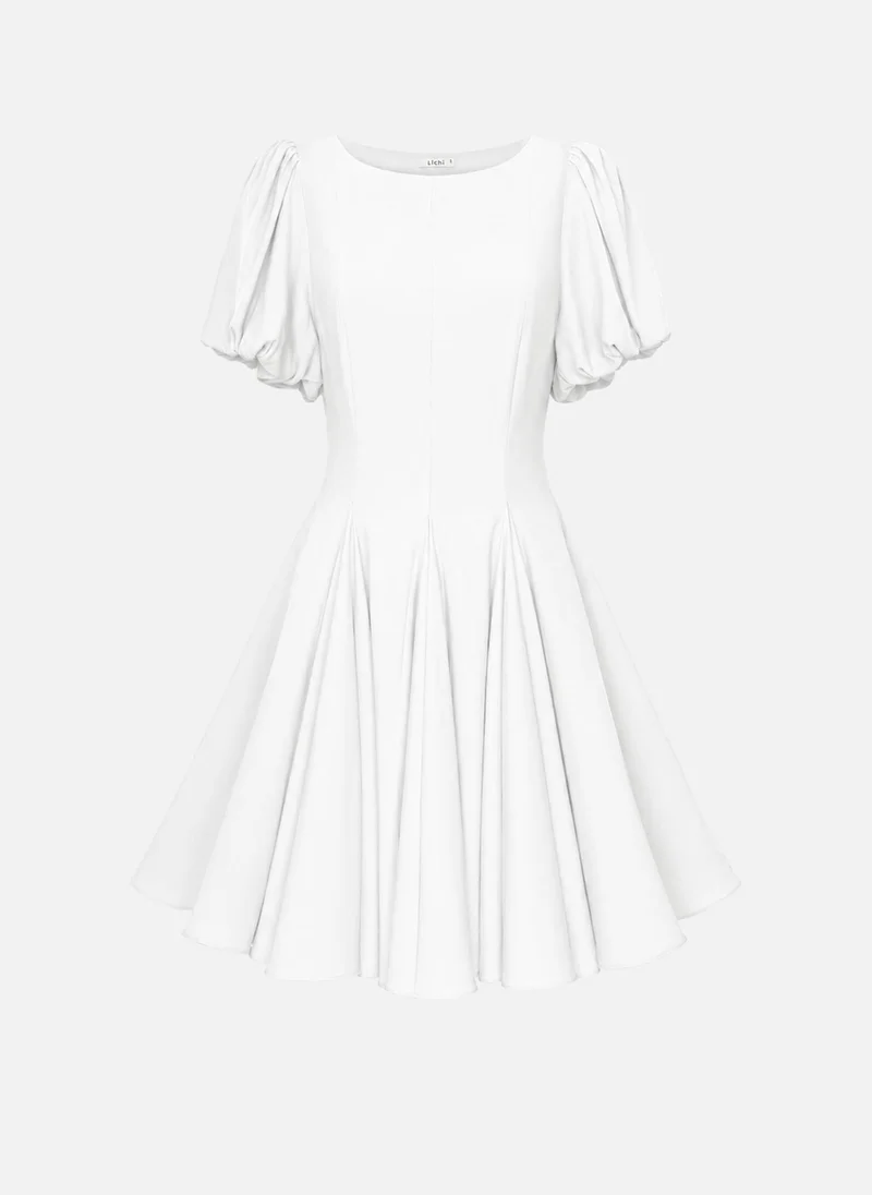 Lichi Viscose mini dress with puff sleeves and voluminous skirt