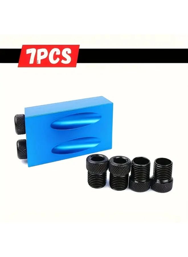 طقم أدوات تثبيت الجيوب الدقيقة بدقة 7 قطع، دليل الحفر بزاوية 15 درجة، محولات أداة 6 و8 و10 مم معدنية - Image 1