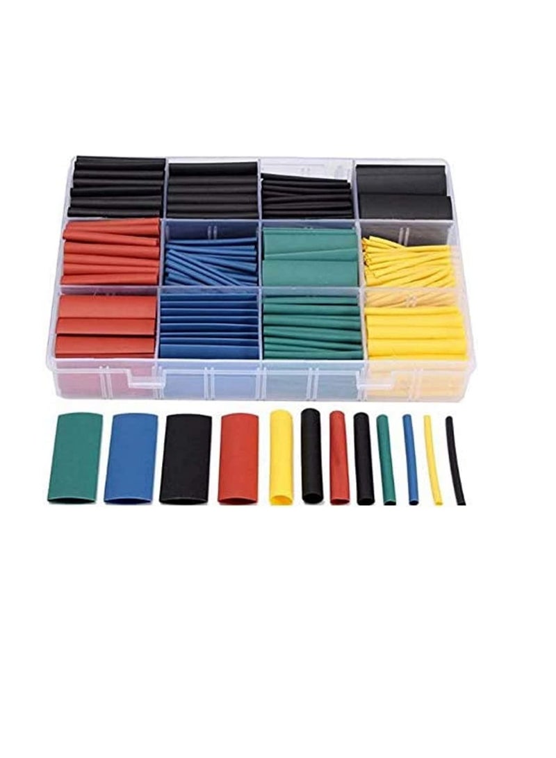 530pcs/set Heat Shrink Tube 6 Colors 11 Sizes Tubing Set Insulation Shrinkable Tube Assortment Electronic Polyolefin Ratio 2:1 Wrap Wire Cable Sleeve Kit for DIY - Image 1