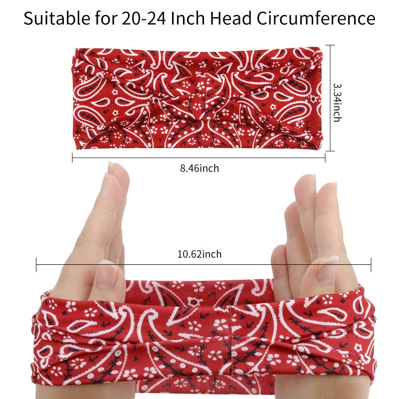 YARIEW 6Pcs Headbands Head Bands Sweat Band Hair Wrap Headwrap Fashion Boho Wide Thick Workout Yoga Elastic Headbands Mens Cooling Running Sports Headband Sweatbands for Women and Men - Image 2