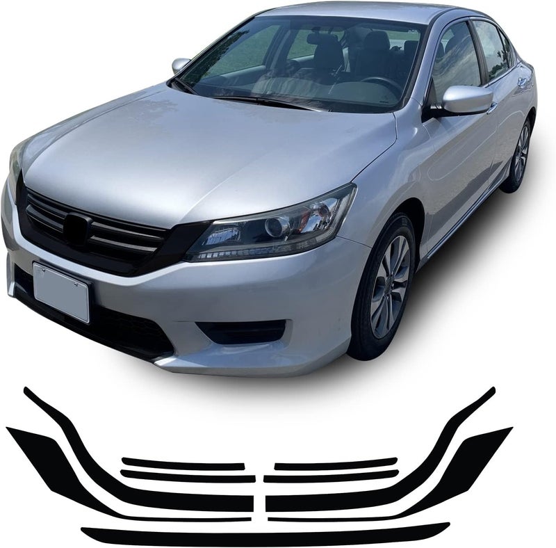 GOMU Front Grille Trim Chrome Delete Blackout Precut Vinyl Wrap Overlay Kit for Honda Accord Sedan 2014 2015 - Gloss Black - Image 3