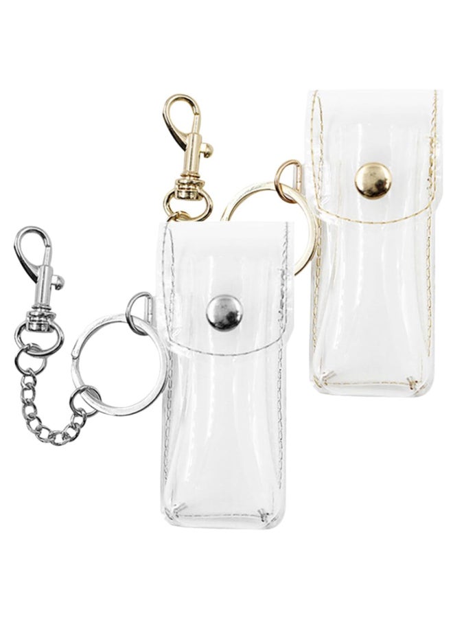 PACKOVE Lipstick Holder Keychain Lipstick Pouch Keychain Lip Balm Holder Lip Balm Pouch Sleeve Key Chain Travel Case Case With Key Ring For Women Random Color - Image 2