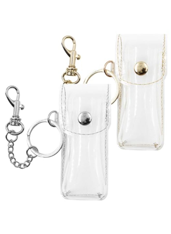 PACKOVE Lipstick Holder Keychain Lipstick Pouch Keychain Lip Balm Holder Lip Balm Pouch Sleeve Key Chain Travel Case Case With Key Ring For Women Random Color - Image 1