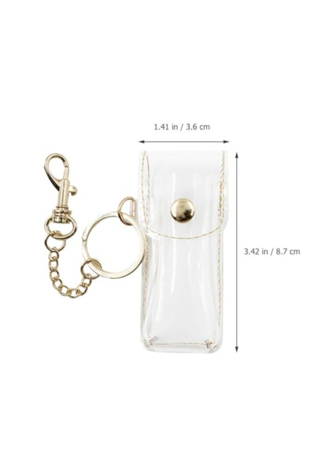 PACKOVE Lipstick Holder Keychain Lipstick Pouch Keychain Lip Balm Holder Lip Balm Pouch Sleeve Key Chain Travel Case Case With Key Ring For Women Random Color - Image 3