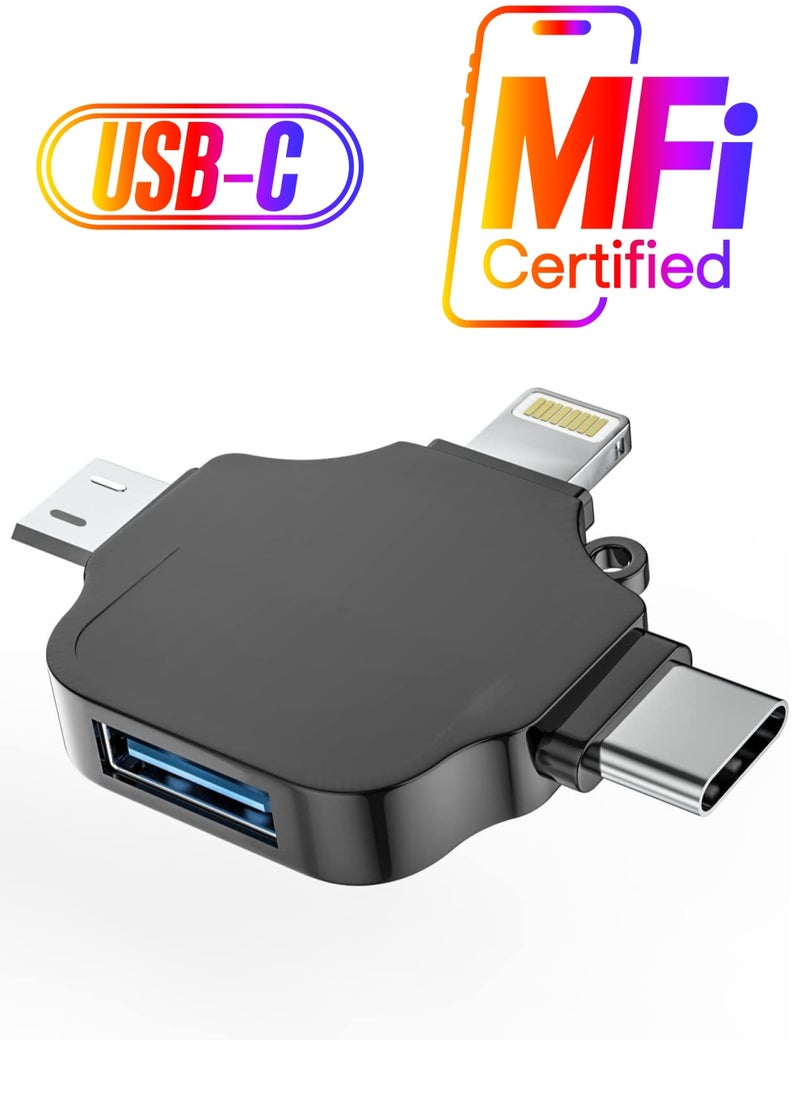 KASTWAVE Adapter for Lightning, Type C, and USB to USB Female, OTG Cable Compatible with iPhone Micro-A Type C Android Thunderbolt3 Port Adaptador Connector Microusb USBC Cell Phone Camera  - Image 1