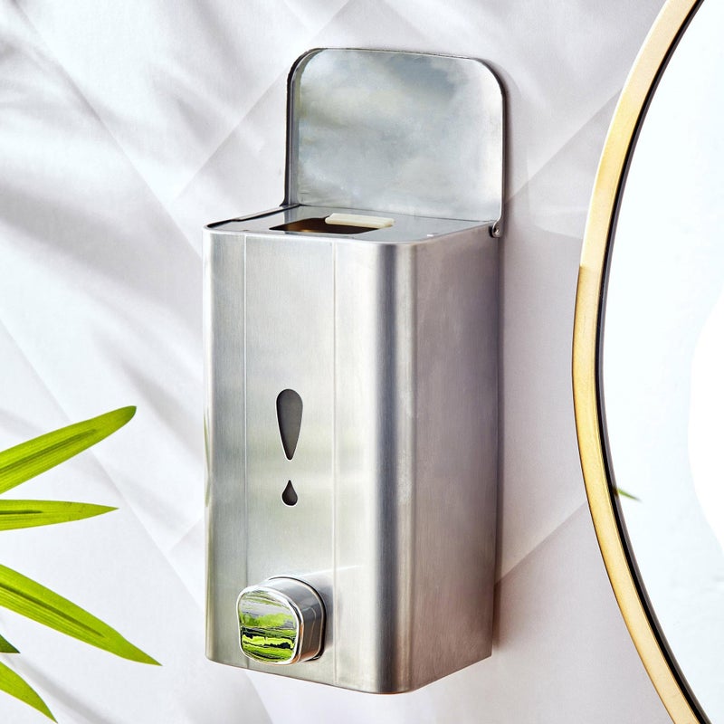 Home Centre Orion Petra Stainless Steel Wall Mounted Soap Dispenser - 600ml - Image 5