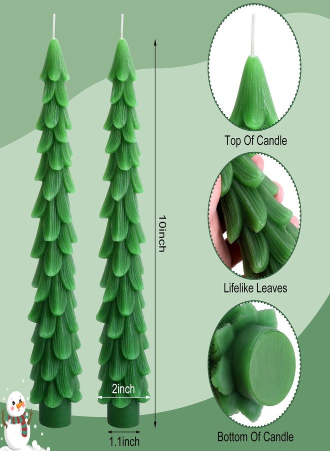 Shupakul 4 Pcs Christmas Tree Taper Candles-10 Inch Unscented Tree Shaped Taper Candle-Green Christmas Decorative Tree Candles for Home Decor Party Centerpiece Decoration - Image 2
