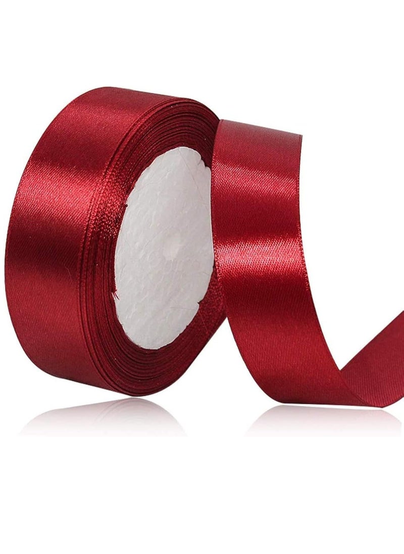 MARKQ Burgundy Satin Ribbon, 24mm x 25yd Fabric Polyester Ribbon for Gift Wrapping, Party Favors, Wedding Decorations, Bow Making, Bouquets, Sewing Projects & Craft Supplies  - Image 1