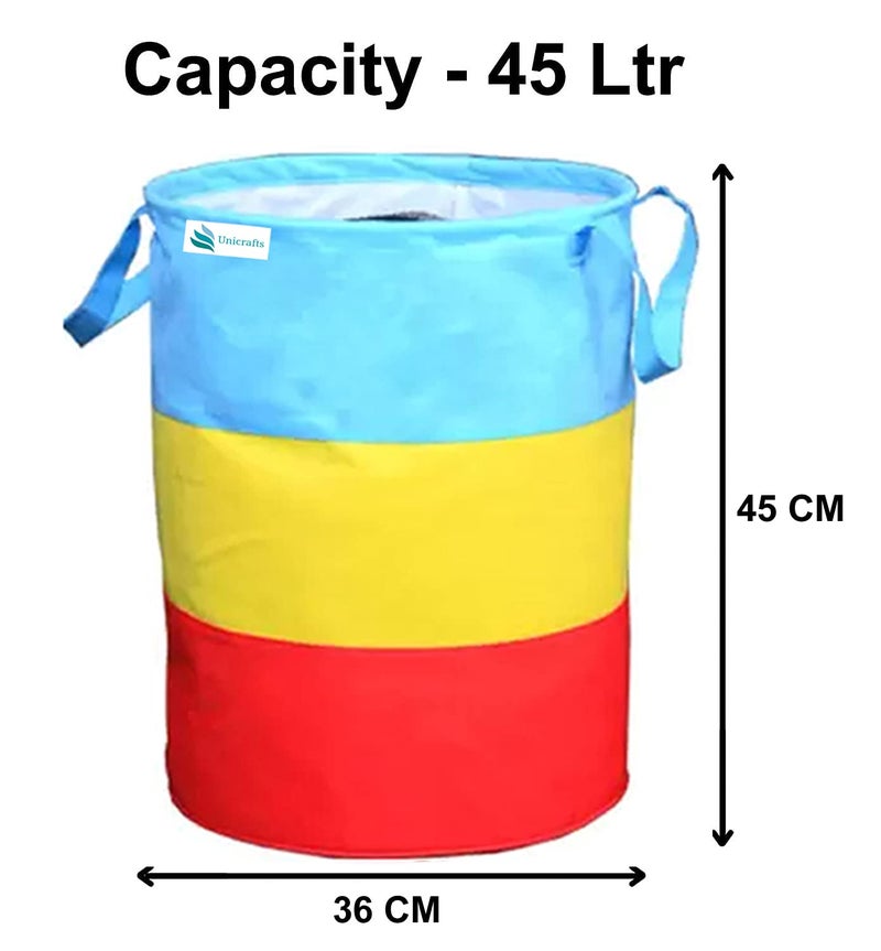 Unicrafts Laundry Bag 45 L Durable and Collapsible Laundry storage Bag Foldable 68 L Laundry Basket With Lid and Side Handles Combo Pack of 2 Pc Laundry Bins 1 Multicolor 45 L 1 RedBlack 68 L - Image 5
