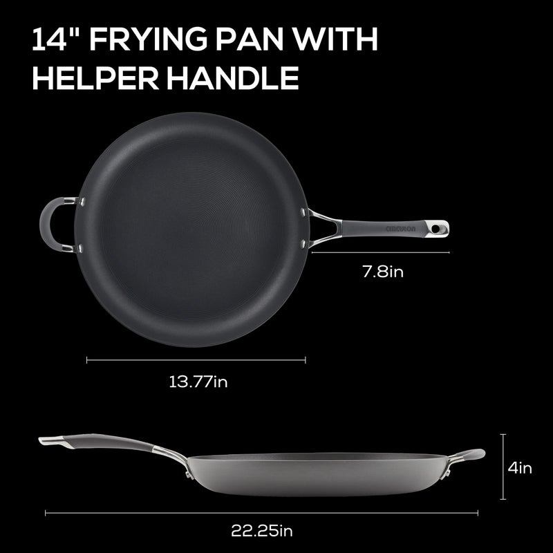 Circulon - 83906 Circulon Radiance Hard Anodized Nonstick Frying Pan / Fry Pan / Hard Anodized Skillet with Helper Handle - 14 Inch, Gray - Image 2