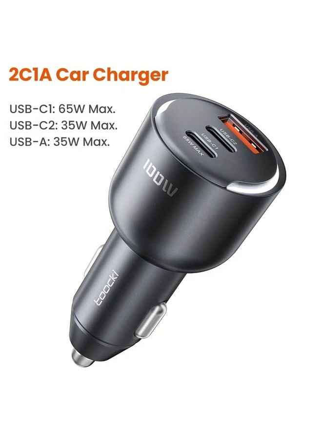 شاحن سيارة سيلفري غراي توكي 100 واط مزدوج منفذ USB C للشحن السريع للهواتف والأجهزة اللوحية وأجهزة اللابتوب - Image 1