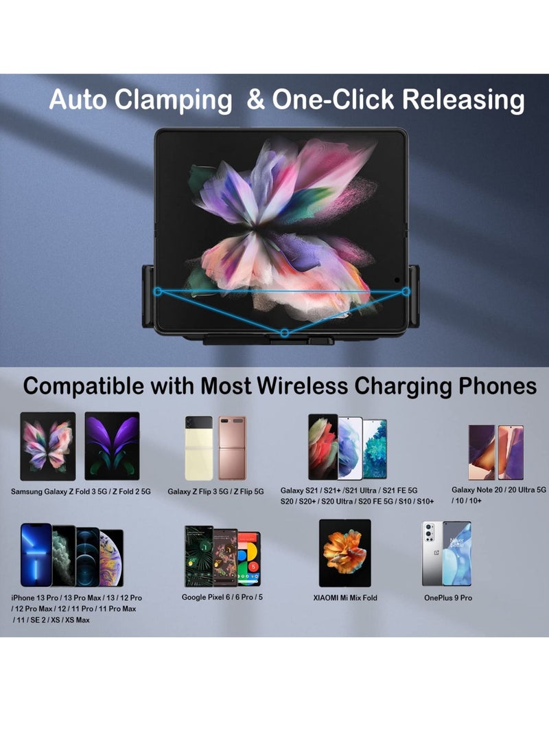 Y&D - Wireless Car Charger for Galaxy Z Fold 3 Mount, Phone Holder Mount Dashboard Air Vent Windshield Compatible with Samsung Flip 3/S21 Ultra, iPhone 13/13 Pro Max/12, Gogle Pixel 6 - Image 1
