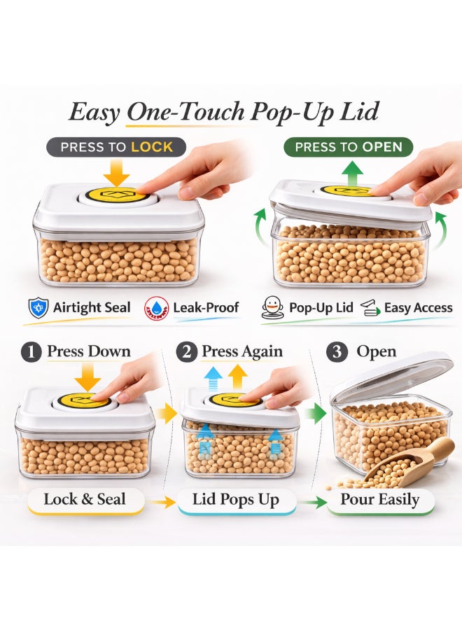 Homesmiths Airtight 2.5L Square Storage Canister with Pop-Up Lid, L 22.5 x B 15.5 x H 9 cm | Clear BPA-Free Kitchen & Pantry Organizer for Dry Goods, Snacks, Coffee, Rice & Flour - Image 5