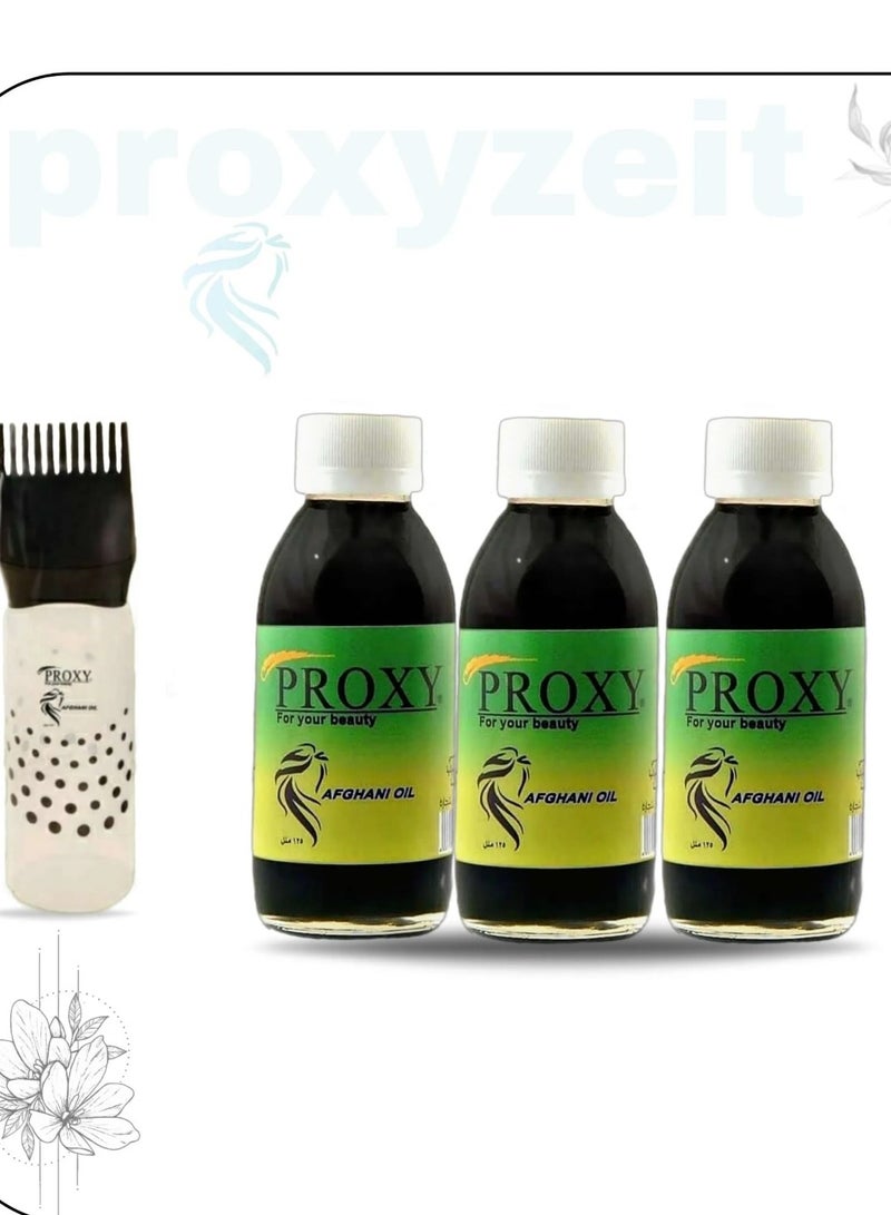 PROXY Three boxes of original Proxy oil, size 125 ml + comb