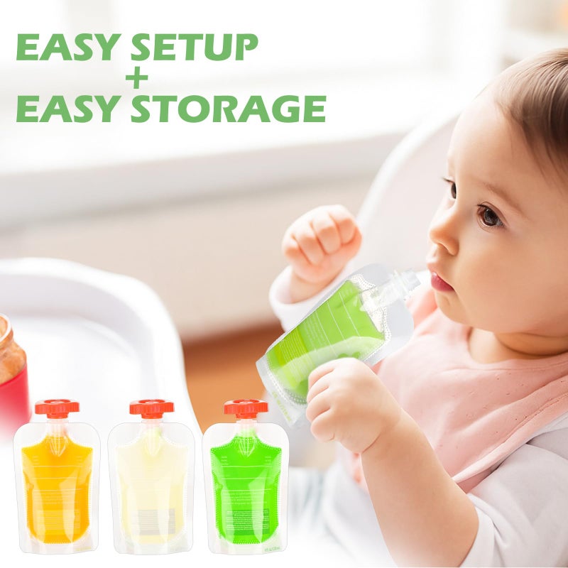 Afarnook Squeeze Station Baby Food Maker Refillable Baby Food Pouches 50 Pcs Squeezed Pouches Filler Snacks Puree Storage Homemade Prep Essential for Infant and Toddlers - Image 4