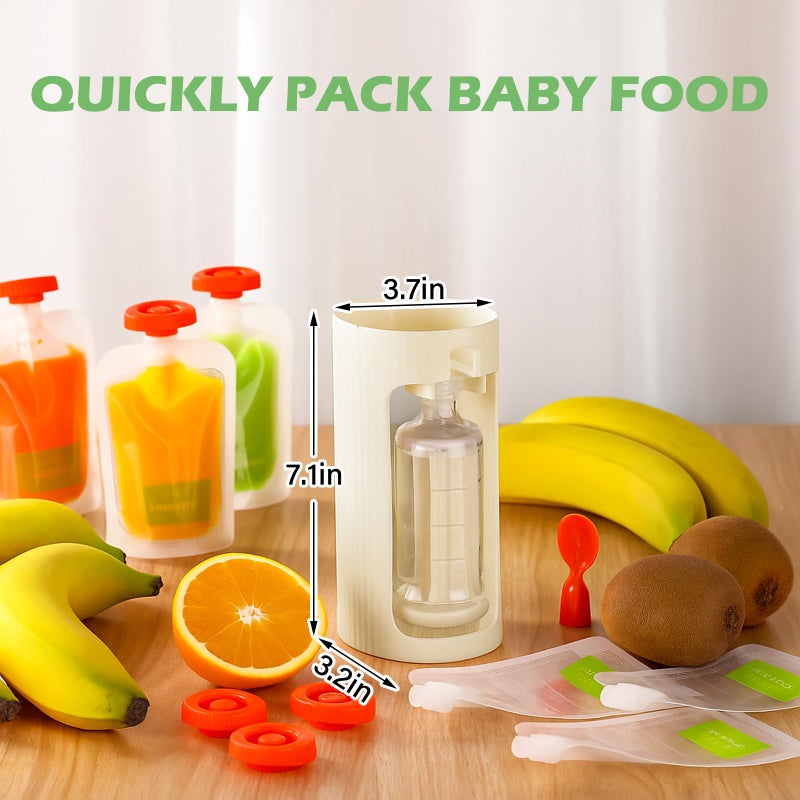 Afarnook Squeeze Station Baby Food Maker Refillable Baby Food Pouches 50 Pcs Squeezed Pouches Filler Snacks Puree Storage Homemade Prep Essential for Infant and Toddlers - Image 1