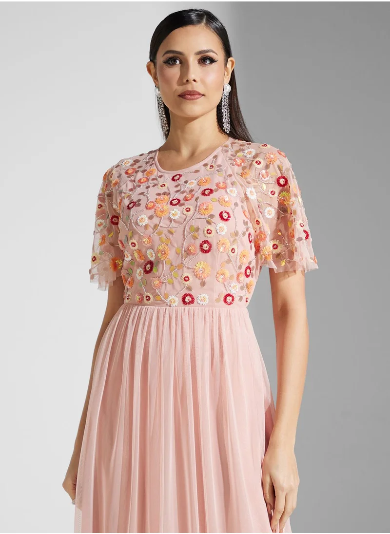 Namshi x Floral Embroidered Dress