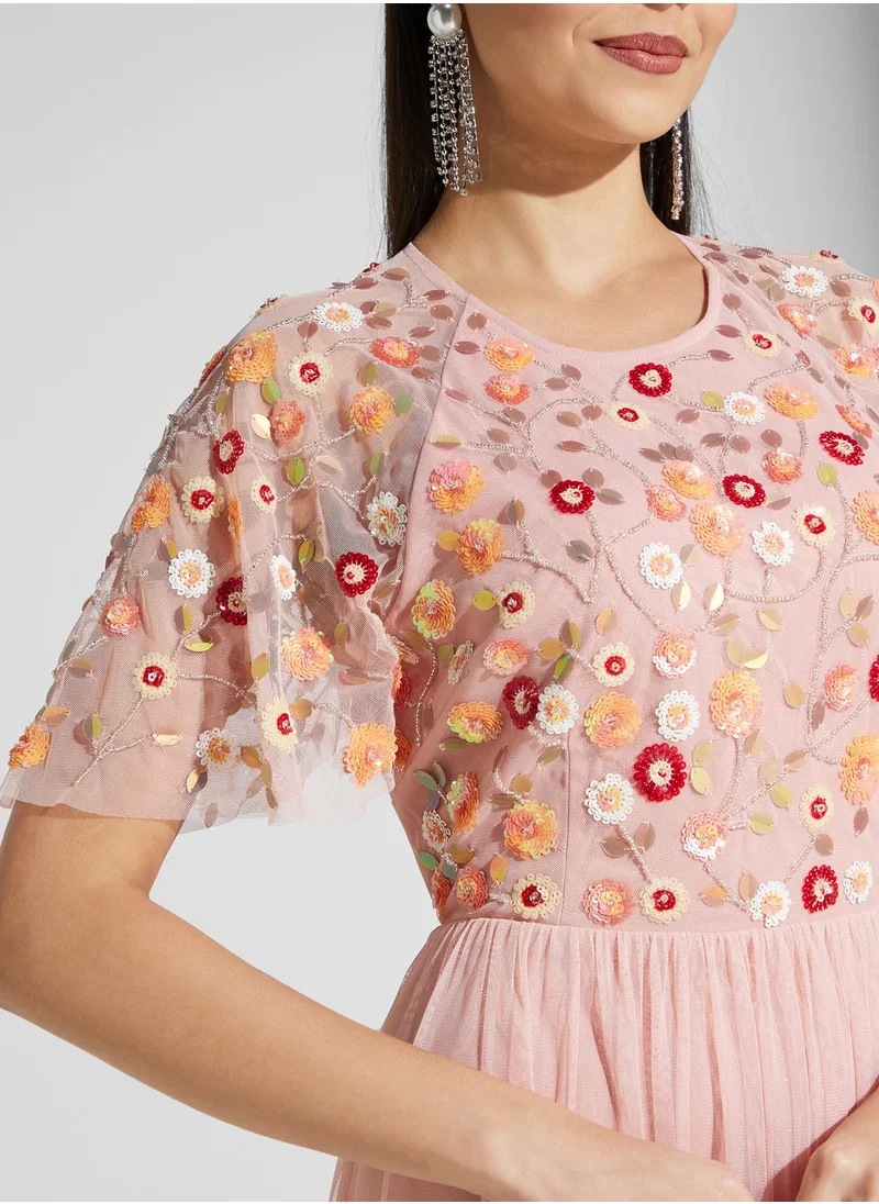 Namshi x Floral Embroidered Dress