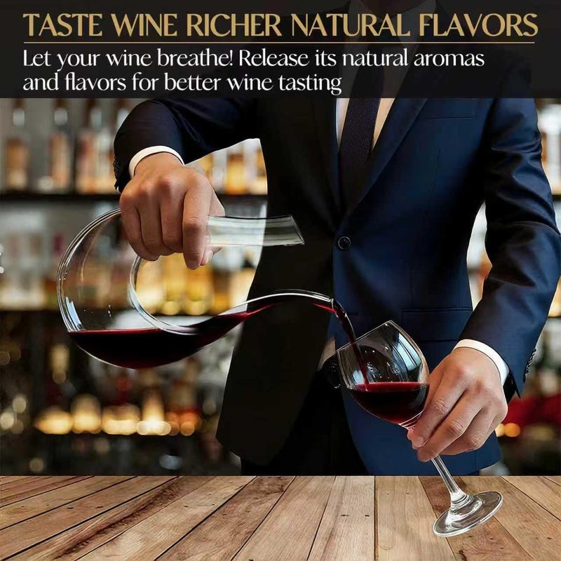 Yaschmo Wine Decanter, Swan U-Shaped Wine Carafe, Hand Blown Lead-Free Crystal Glass Wine Aerator, Large Red Wine Decanter Set, Easy Clean with Cleaning Brush , Luxury Gift for Christmas,Home,Parties - Image 3