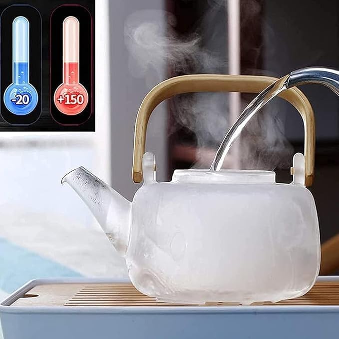 KRUPAVI Glass Teapot with Glass Infuser 900ml Tea Pot with Bamboo Handle HeatResistant Glass Tea Pot Borosilicate Glass Tea Maker for Loose Tea Safe On Stovetop Pack of 1 - Image 5
