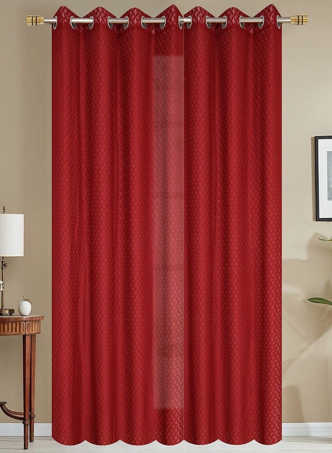 YUKANY Sheer Floral Transparent Net Curtains for Living Room I (1 Pc. Maroon Cross, Door_8FT) - Image 2