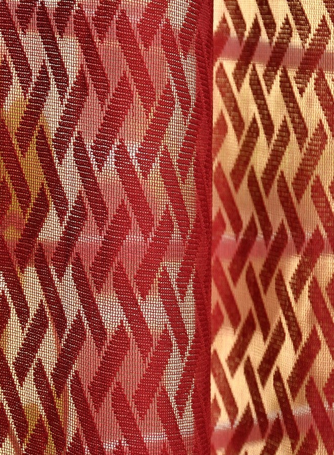 YUKANY Sheer Floral Transparent Net Curtains for Living Room I (1 Pc. Maroon Cross, Door_8FT) - Image 3