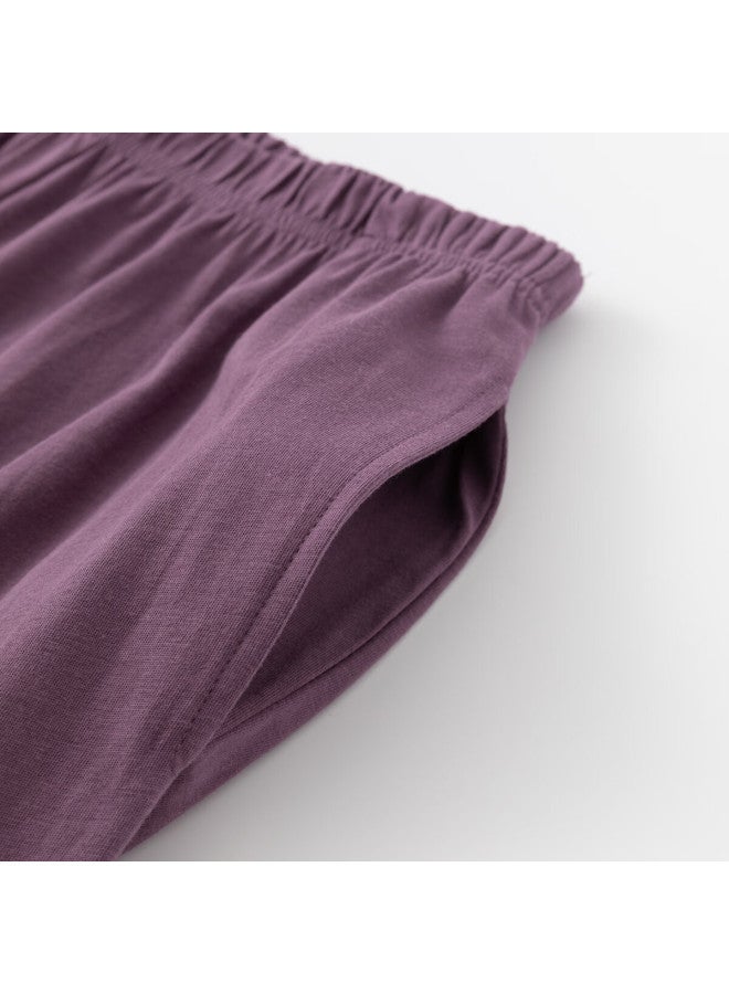 Top melon Dingguagua Women's Spring Summer Pure Cotton V-neck Long Sleeve Pajama Set Meadow Purple 170 - Image 5