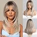 HAIRCUBE Grey Blonde Wigs for Women,Long Layered Ombre Wigs with Bangs Heat Resistant Synthetic Fibre Wigs(pelucas de cabello natural) - Image 2
