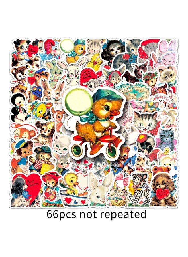 NIBEMINENT 66 Pcs Retro Cartoon Hand Account Deco Kit Waterproof Stickers, High Definition Printing Bright Colors, Suitable for Laptop Skateboard Luggage Water Bottle Guitar DIY - Image 1