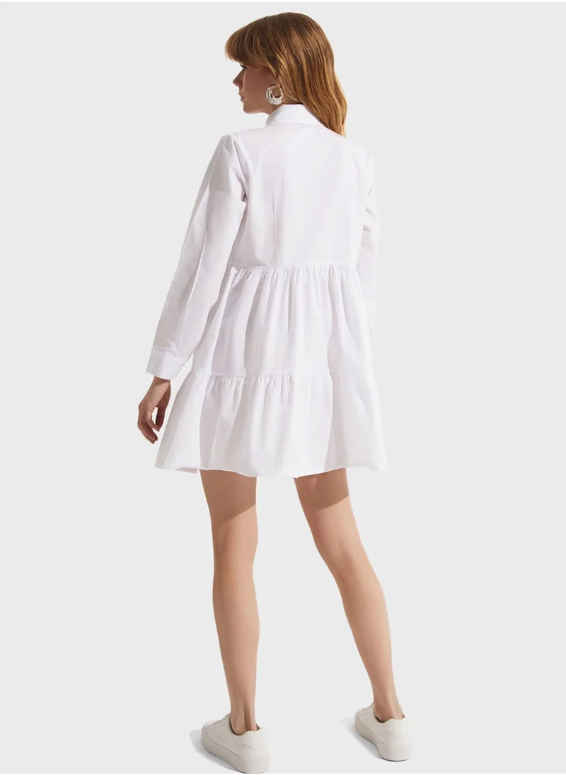 JUNE Tiered Shirt Dress