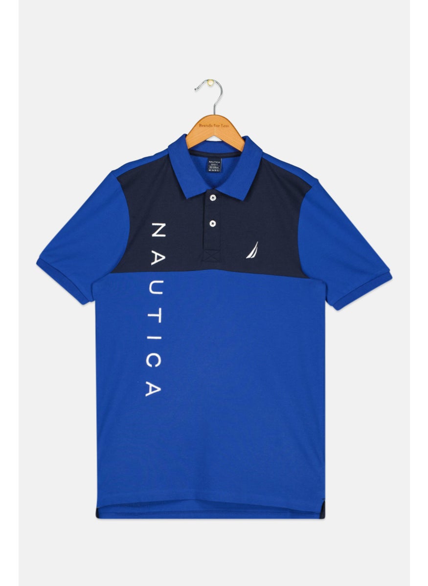 NAUTICA - Kids Boys Regular Fit Brand Logo Short Sleeves Polo Shirt, Navy Combo - Image 1